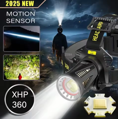 XHP360 高功率 LED 头灯 超亮可变焦头灯 USB 充电强光头灯 适用于钓鱼露营
